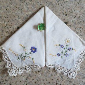 *Vintage* Pair Irish Linen Handkerchiefs (K48)